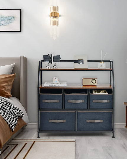 Giantex 5-Drawer Storage Dresser Organizer - Drawer Unit with Top Shelf, Anti-Toppling Design