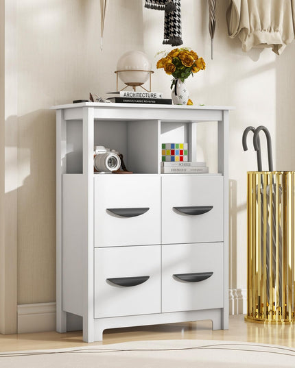Giantex Storage Cabinet with Large Drawers, Open Storage Compartments, Anti-Tipping Kit, White
