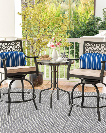 Giantex Outdoor Bar Stools, Metal Patio Bar Chairs with Cushion & Lumbar Pillow