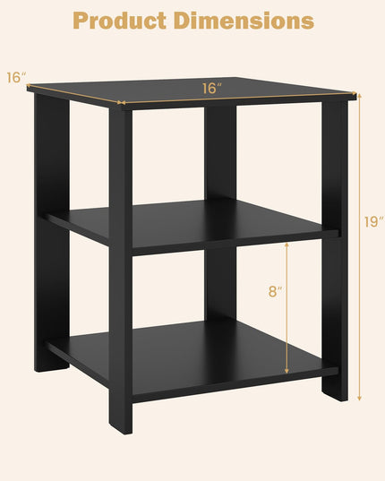 Giantex 16" Square Wooden 3-Tier Side Table with Open Storage Shelves (1/2)