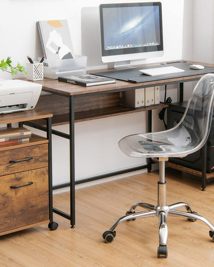 Giantex Clear Desk Chair, Acrylic Armless Office Rolling Chair, Height Adjustable Leisure Ghost Chair