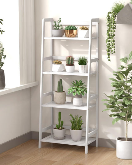 Giantex 4-Tier Bamboo Plant Stand Flower Pots Holder Display Shelf, 47.5"