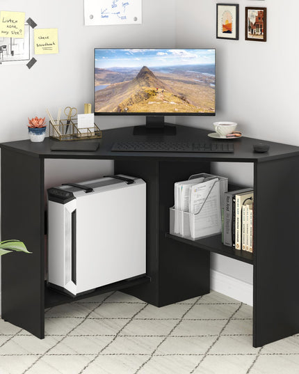 Giantex Corner Desk with Storage Shelves & CPU Stand