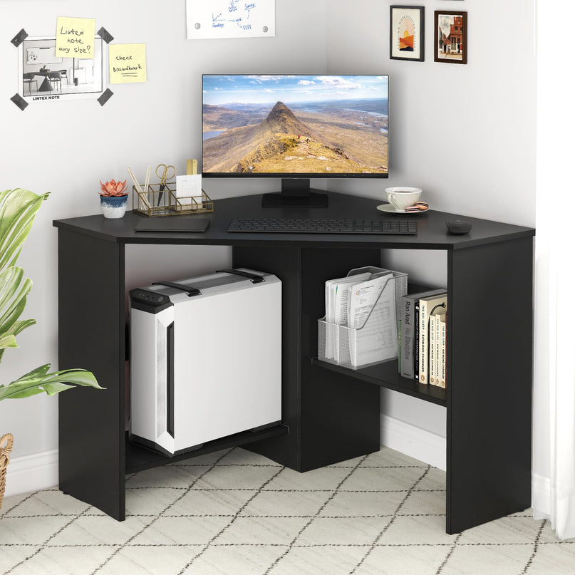 Giantex Corner Desk with Storage Shelves & CPU Stand