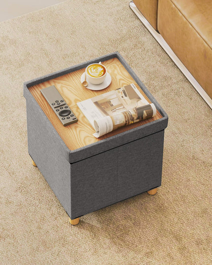 Giantex Small Storage Ottoman Cube with Tray Lid