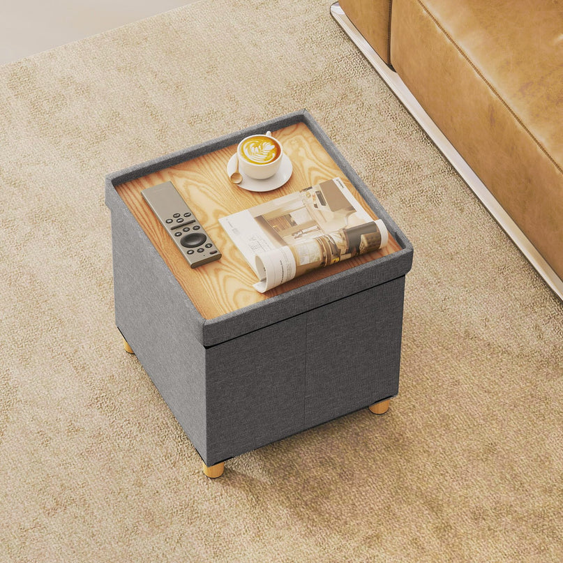 Giantex Small Storage Ottoman Cube with Tray Lid