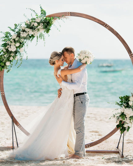 Giantex 7.4 FT Round Solid Wood Arbor for Ceremony Wedding Backdrop Stand