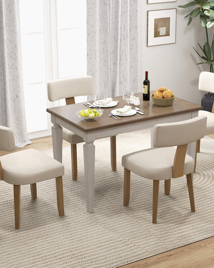 Giantex Upholstered Dining Chairs Set, Mid Century Modern Kitchen Chairs w/Curved Backrest & Rubber Wood Legs