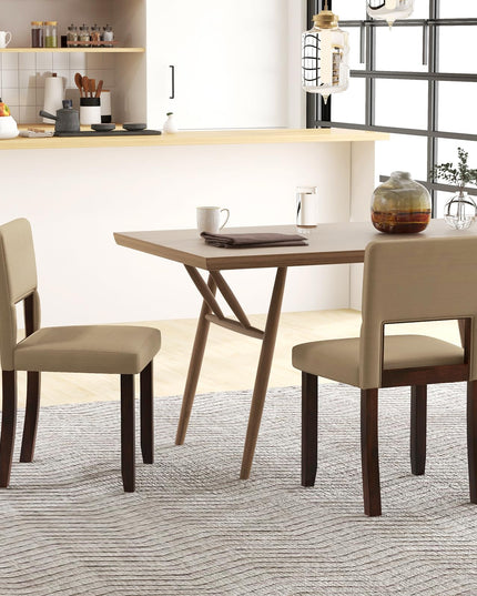 Giantex Wooden Dining Chairs Set of 2/4, Linen Fabric Upholstered Kitchen Chairs w/Rubber Wood Frame