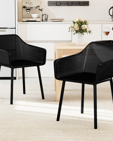 Giantex Plastic Dining Chairs w/Breathable Mesh Backrest Wide Seat Sturdy Supporting Legs