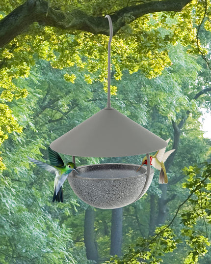 Giantex Bird Feeder, Hanging Wild Bird Feeder Bath with Removable Resin Feed Bowl and Waterproof Metal Roof