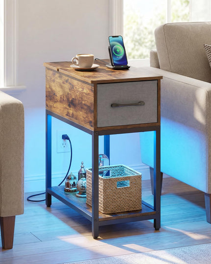 Table d'appoint étroite Giantex avec station de charge