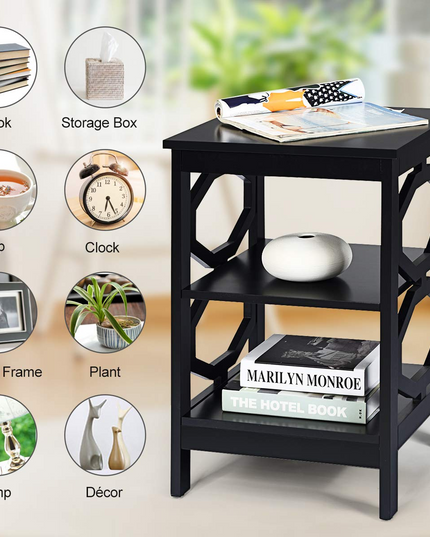 Giantex Nightstand 3-Tier End Table Multifunctional