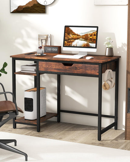 Giantex Computer Desk with Drawers and Power Outlets