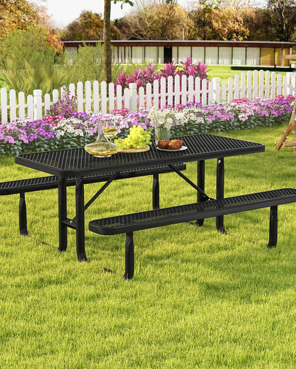 Giantex 72” Picnic Table, Large Outdoor Table & Bench Set for 8
