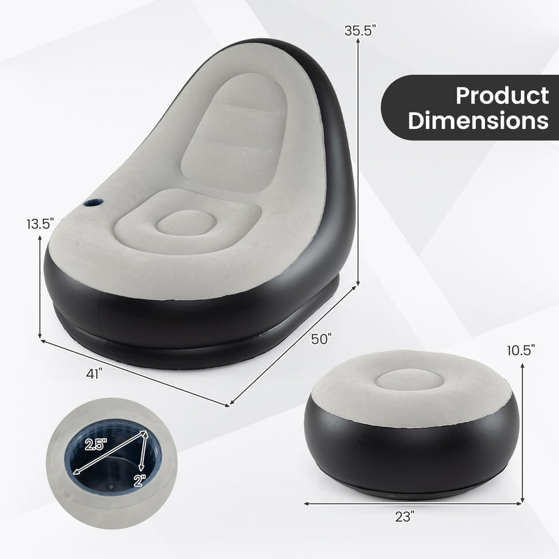 Fauteuil gonflable Giantex avec pouf pour adultes