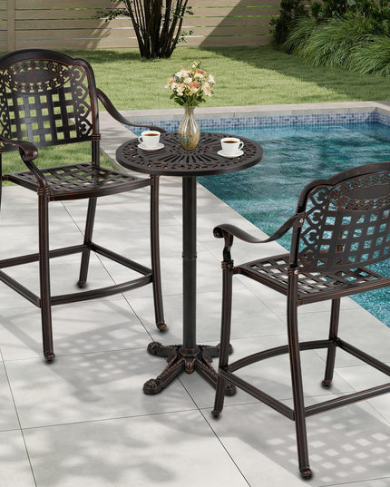 Giantex Lot de 2/4 tabourets de bar d'extérieur 65 cm Chaise de bar en aluminium moulé hauteur comptoir