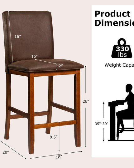 Giantex Bar Stools Set of 2/4 26" Upholstered Counter Height Bar Chairs