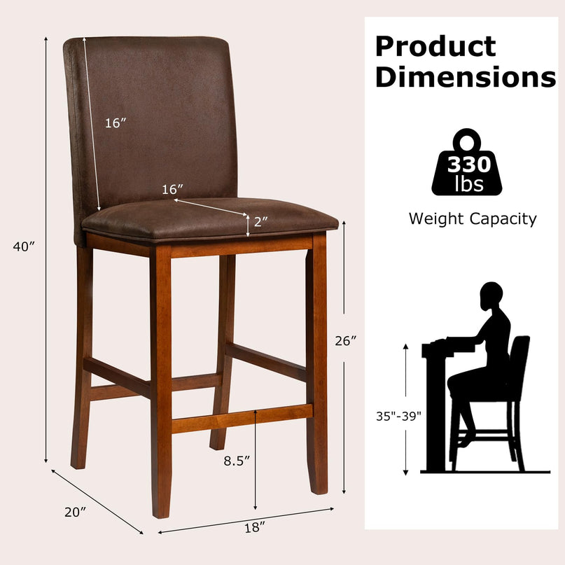 Giantex Bar Stools Set of 2/4 26" Upholstered Counter Height Bar Chairs