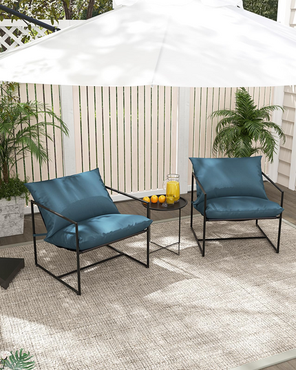 Giantex Accent Chairs for Living Room - Metal Framed Armchair with Removable Sponge Cushion, Sling Accent Chair Set of 2