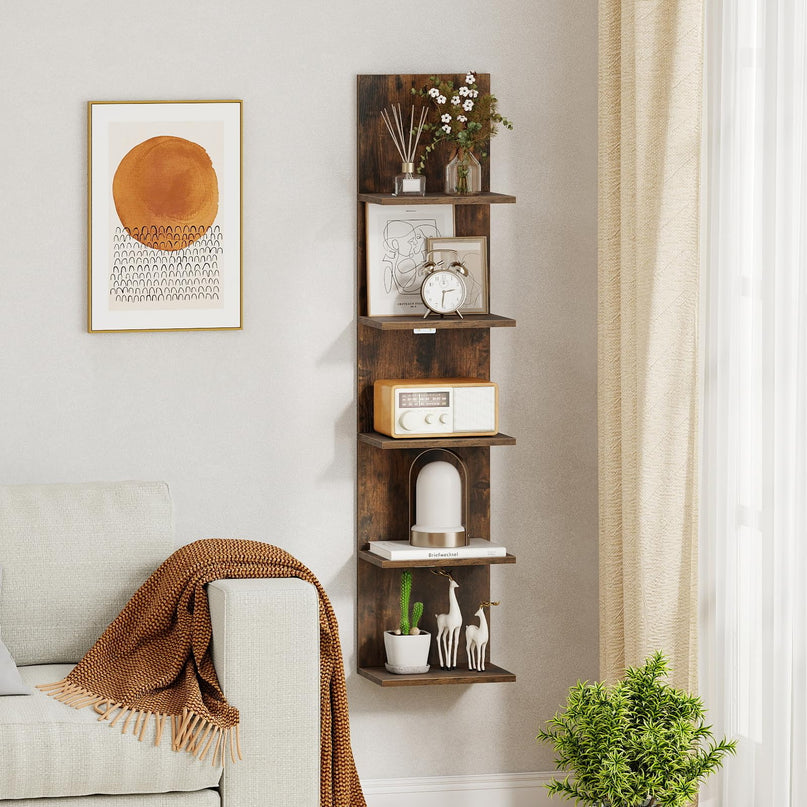 Giantex Wooden Wall-Mounted Organizer Book Shelf for Bedroom