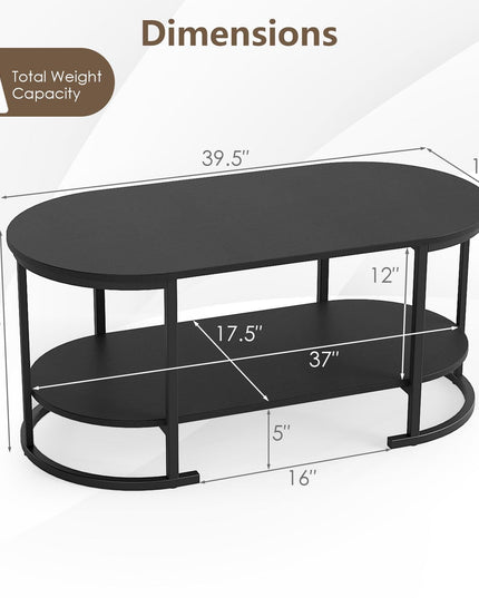 Giantex 2-Tier Coffee Table Oval Center Table