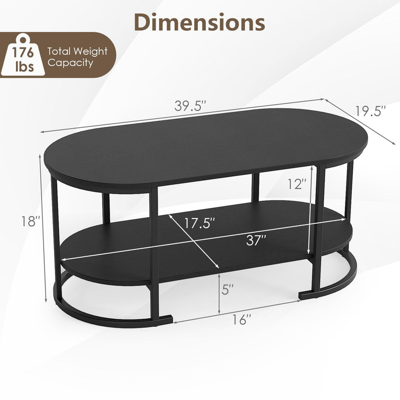 Giantex 2-Tier Coffee Table Oval Center Table