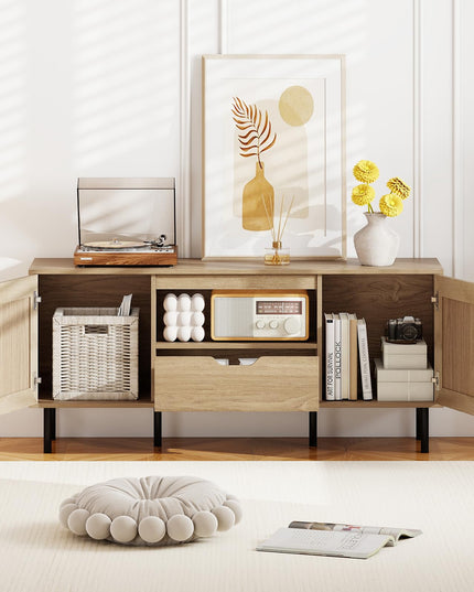 Giantex Boho TV Stand for 50-60 Inch TV Wood Entertainment Center