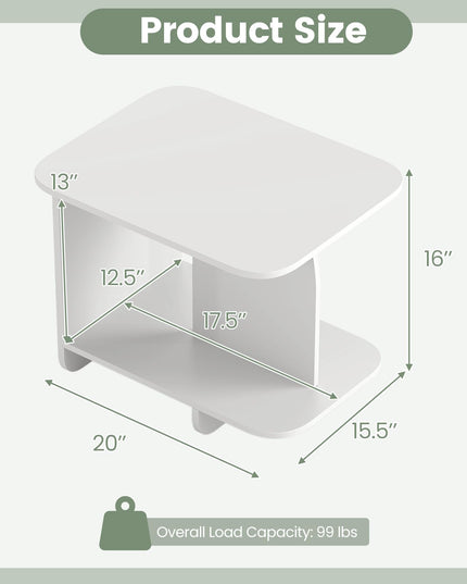 Giantex 2-Tier End Table with Open Storage Shelf