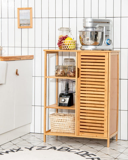 Bathroom Storage Cabinet Bamboo Floor Cabinet Free Standing Organizer - Giantex