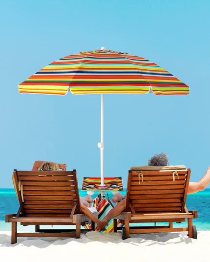 Giantex Beach Umbrella with Cup Holder Table and Sandbag