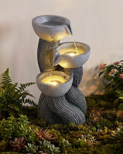 Giantex 3-Tier Outdoor Water Fountain with Lights