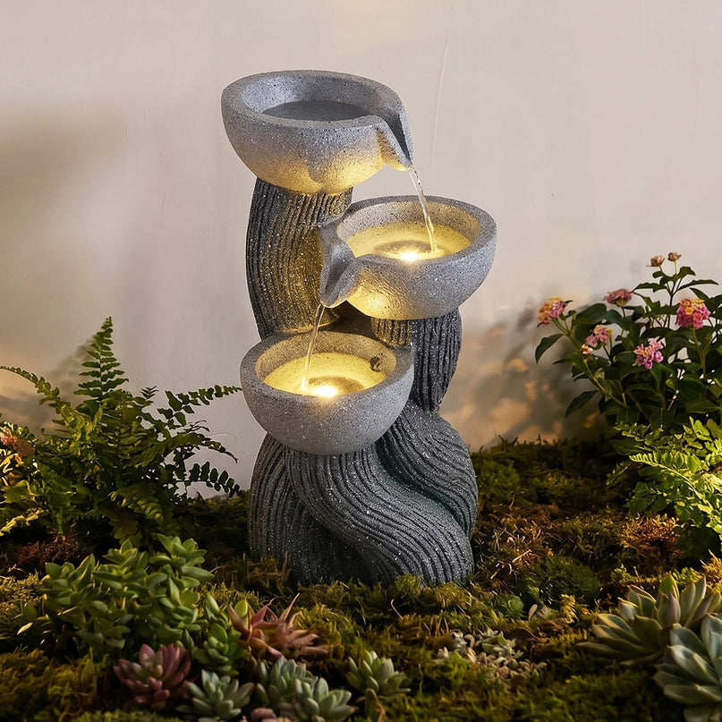 Giantex 3-Tier Outdoor Water Fountain with Lights