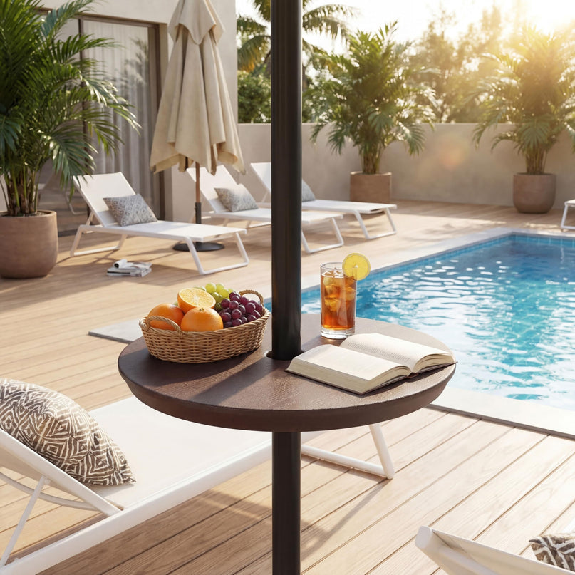Giantex Umbrella Pole Table Tray - 20" Outdoor Side Table