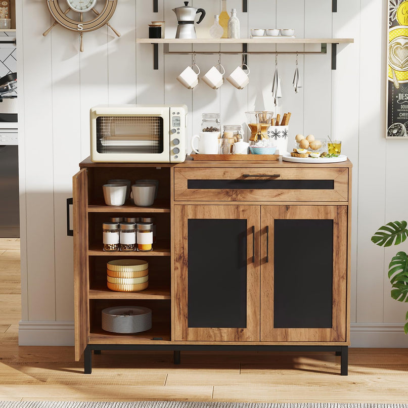 Giantex Buffet de rangement 48" | Bahut de ferme à 3 portes avec tiroir