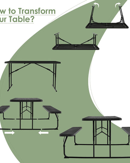Giantex Folding Outdoor Dining Table Set, Large Camping Table for Patio Deck Lawn
