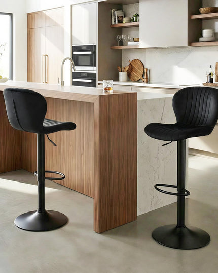 Giantex Lot de 2 ou 4 tabourets de bar | Chaises réglables hauteur comptoir avec dossiers rembourrés en velours