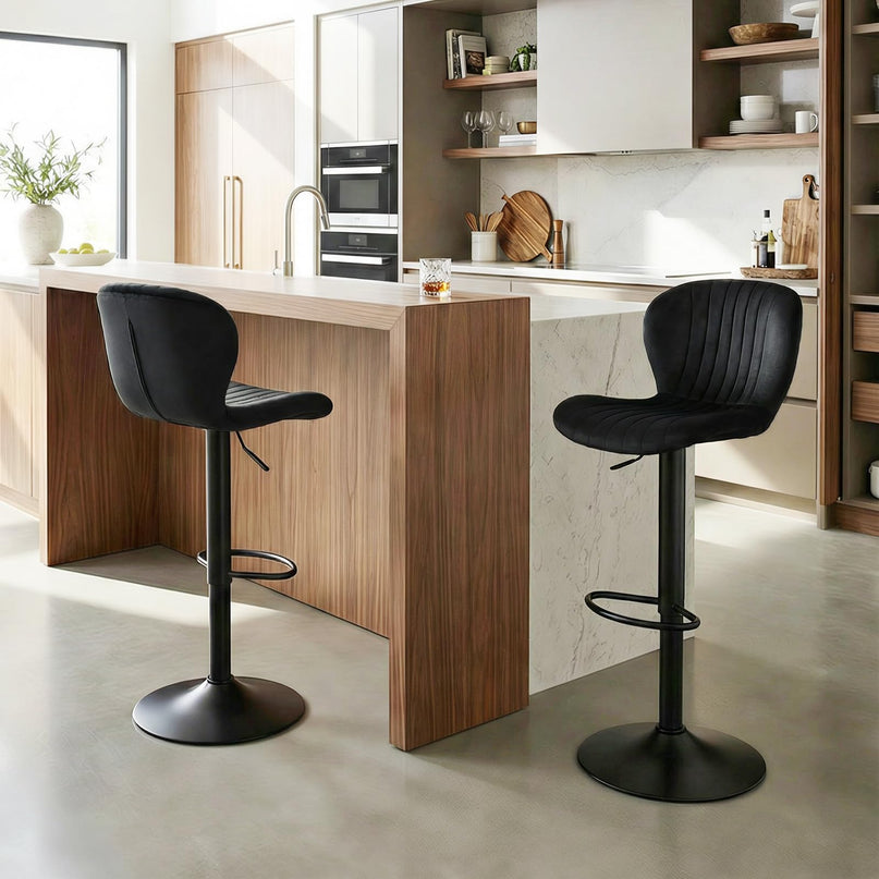 Giantex Bar Stools Set of 2/4 | Adjustable Counter Height Chairs with Velvet Upholstered Backrests