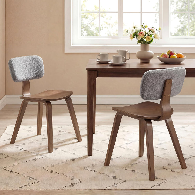 Giantex Rubber Wood Dining Room Chairs with Teddy Velvet Padded Backrest & Ergonomic Seat