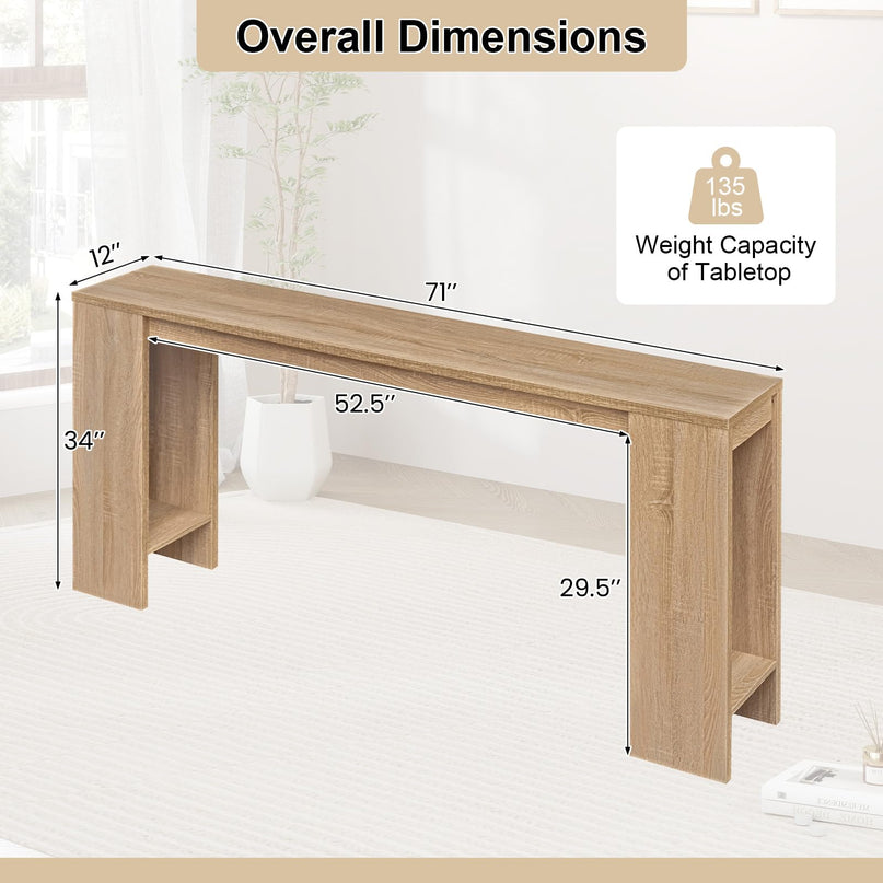 Giantex 71" Farmhouse Console Table Narrow Long Entryway Table Behind Couch