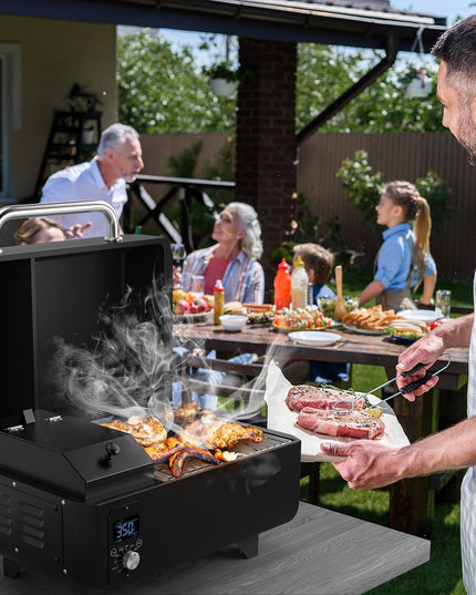 Giantex Pellet Grill and Smoker - Portable Tabletop Wood Pellet Smoker with Temperature Control