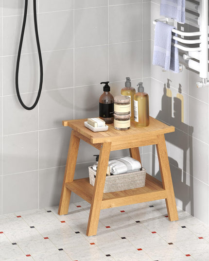 Giantex Teak Shower Bench with Shelf