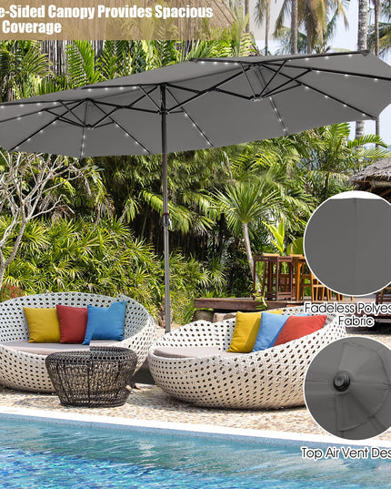 Parasol double face géant de 4,5 m pour l'extérieur Giantex
