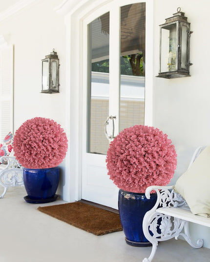 Giantex 2 PCS Artificial Plant Topiary Ball, 17.5'' Pink Faux Eucalyptus Decorative Balls for Wedding Home Decor