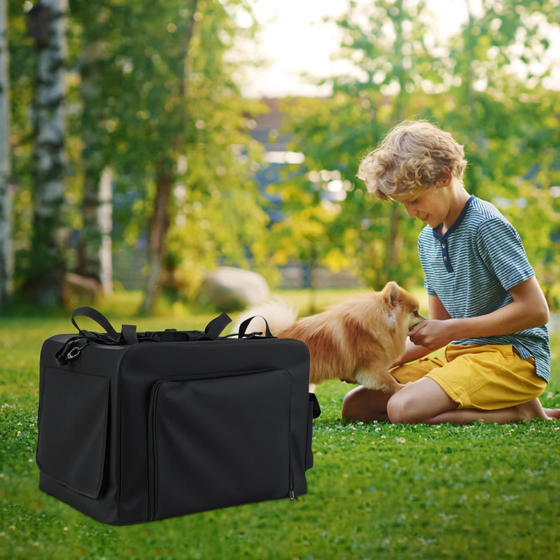 Giantex Portable Dog Crate for Travel Expandable Soft-Sided Pet Carrier with Mesh Windows
