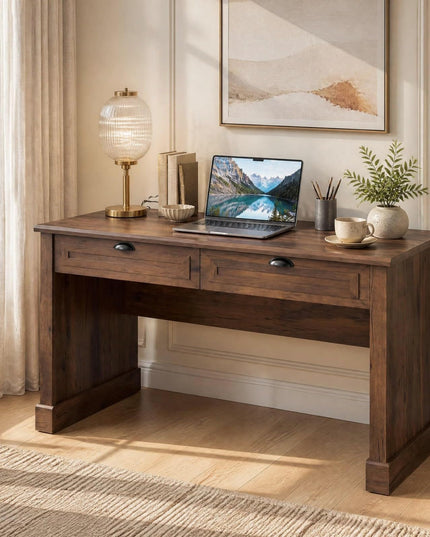 GIANTEX 48" Mid Century Modern Computer Desk with 2 Drawers