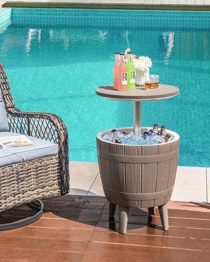 Giantex Cooler Side Table Outdoor - 10 Gallon Cooler Table with Drainage Plug, Adjustable Height
