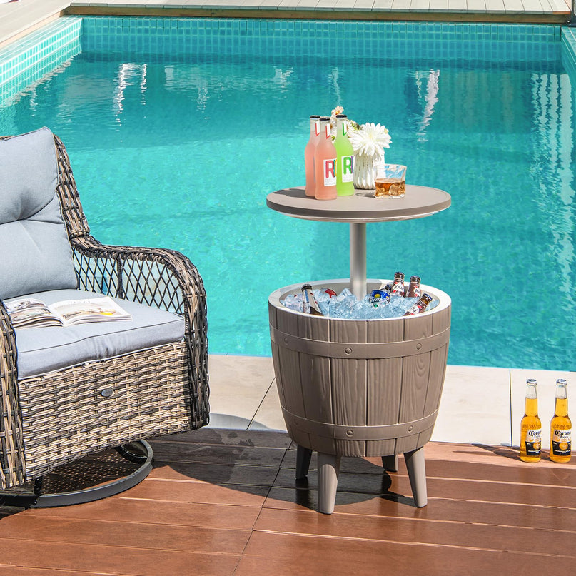 Giantex Cooler Side Table Outdoor - 10 Gallon Cooler Table with Drainage Plug, Adjustable Height