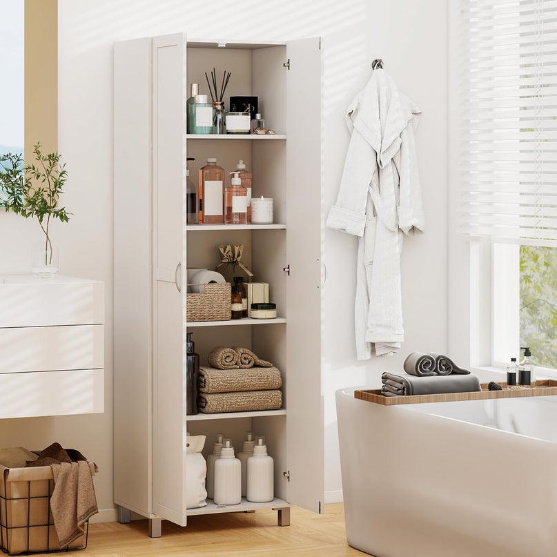 Giantex Kitchen Pantry Cabinet, 2 Door Cupboard with 5 Shelves, Storage Organizer for Kitchenware