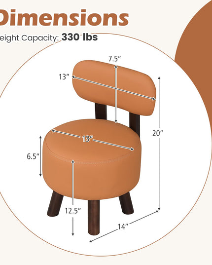 Giantex Small Footrest Stools Set of 2 Round Ottoman